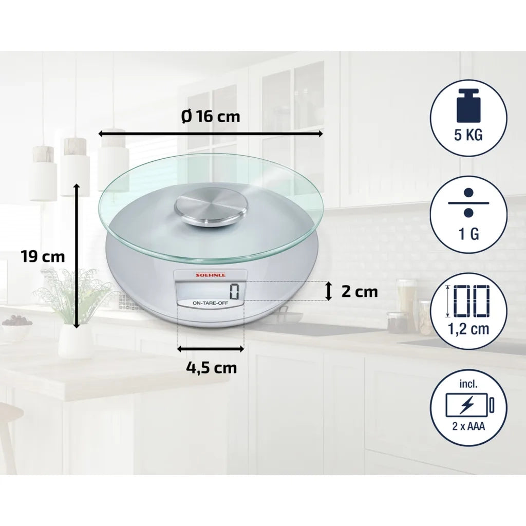 Soehnle Bilancia Digitale da Cucina Roma 5 kg Argento 444122