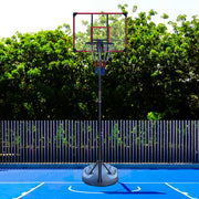 CANESTRO DA BASKET Regolabile in altezza 228,6-280,42 cm Nero/Rosso con ruote