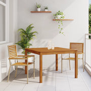 Set da pranzo da giardino in 3 pezzi beige in polyrattan e acacia