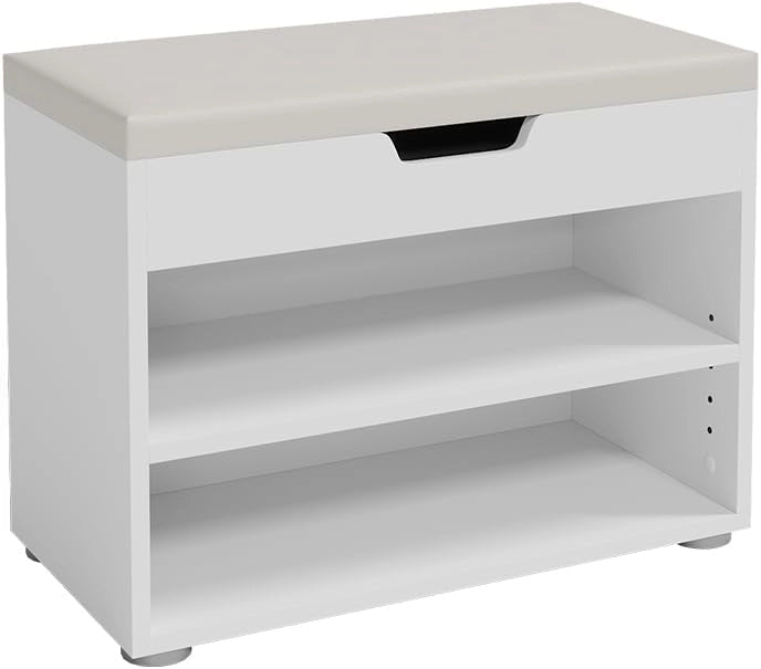 Vicco Panca scarpiera da ingresso Rolfe, Bianco, 60 x 45 cm, per la conservazione delle scarpe e compatibile con i mobili Rolfe