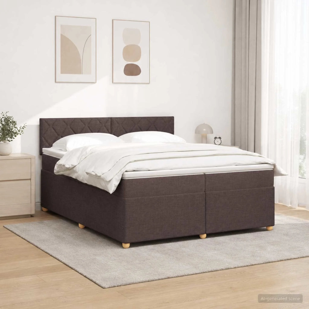 Letto box spring con materasso Marrone Scuro 200 x 200 cm 3452509