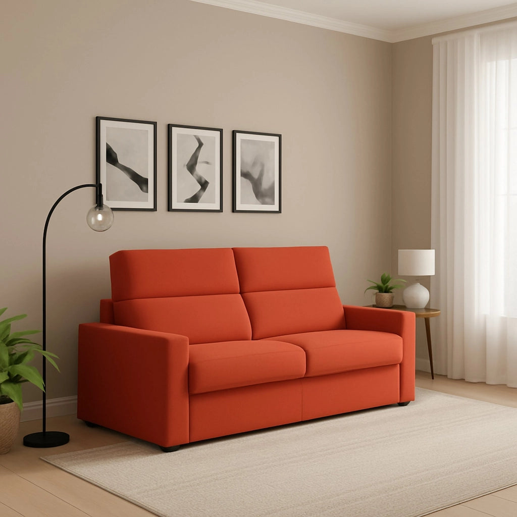 Sonico, Divano Letto 2 Posti Sfoderabile Made in Italy, 200x95 cm Arancione