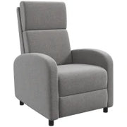 Poltrona Reclinabile 160° in Tessuto Effetto Lino con Braccioli Quadrati, 64x86x102 cm, Grigia