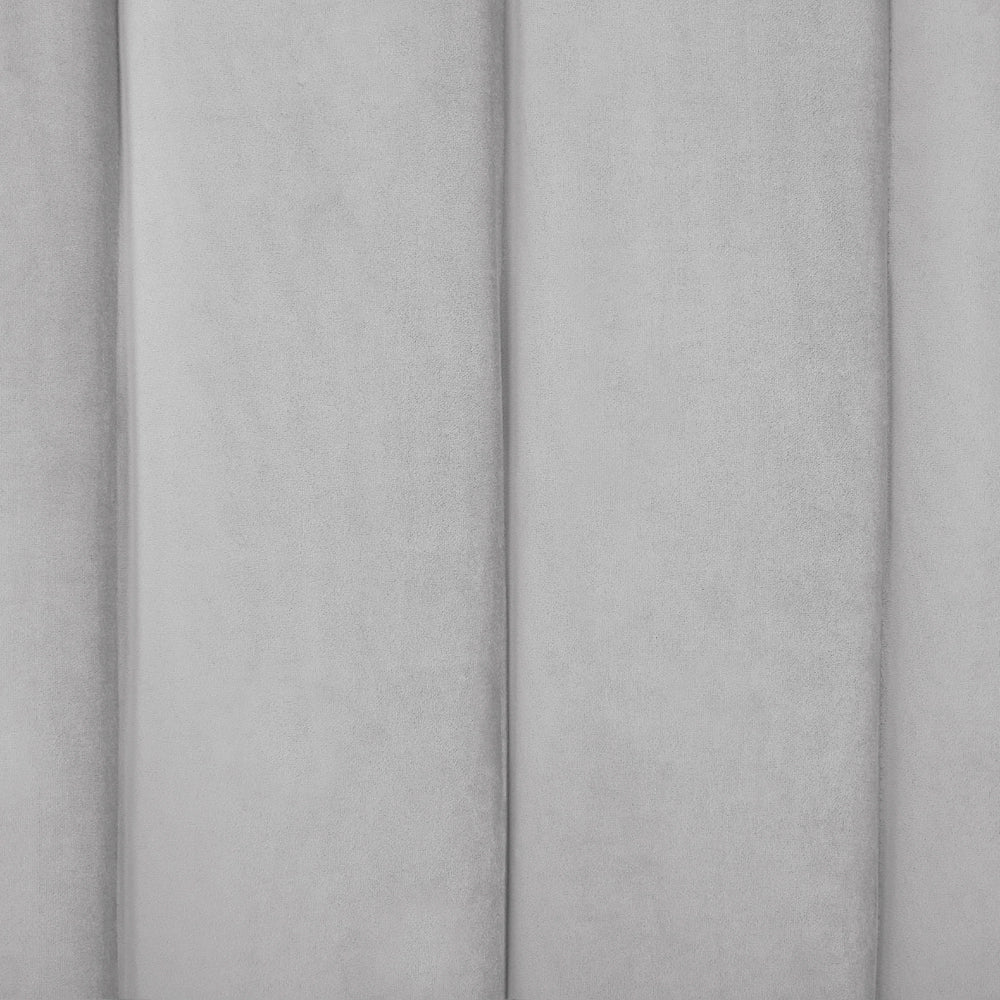 Letto con rete in velluto grigio 140 x 200 cm gambe in metallo testata retro capitonné