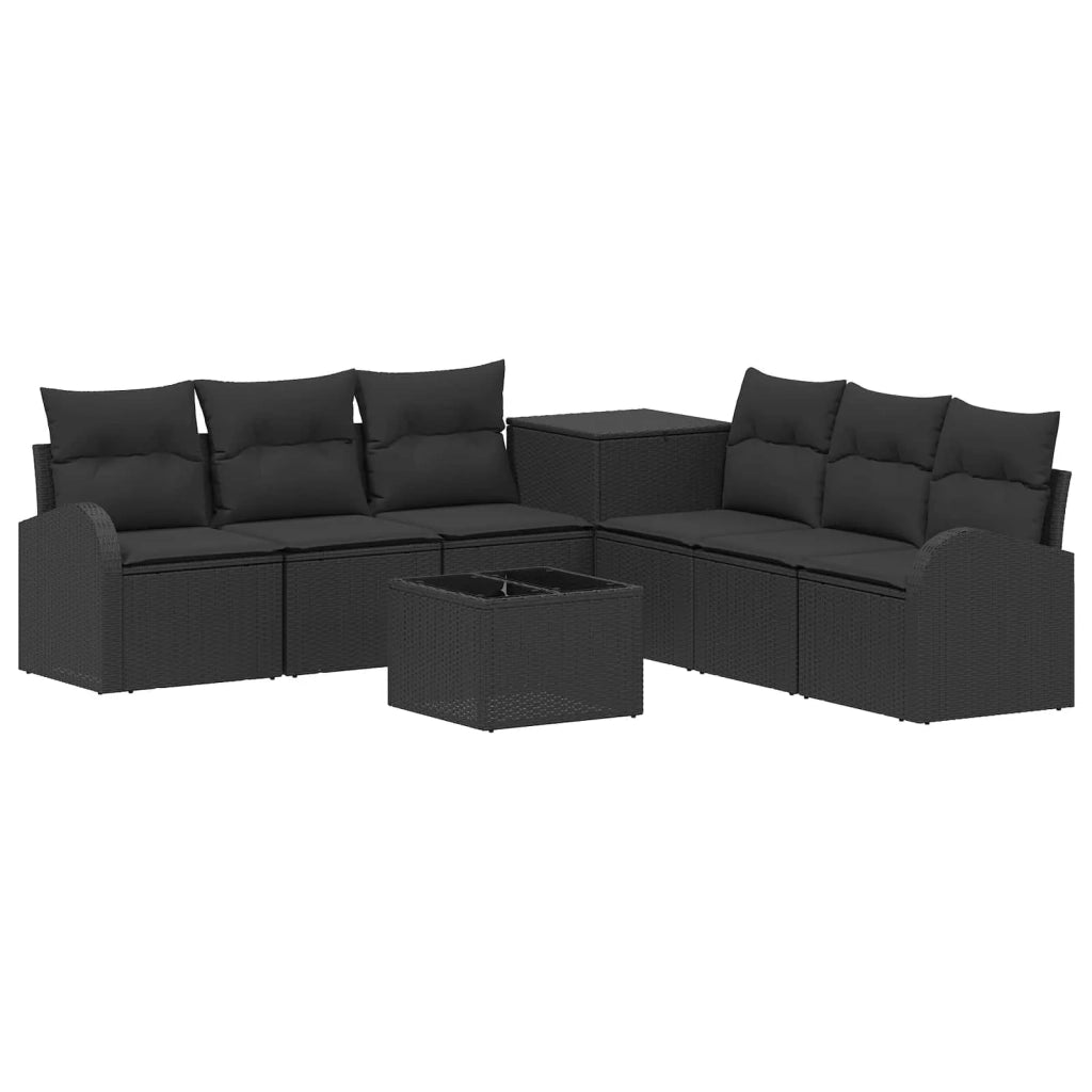 Set di divani 8 pz Nero Rattan sintetico e Acciaio 3448098