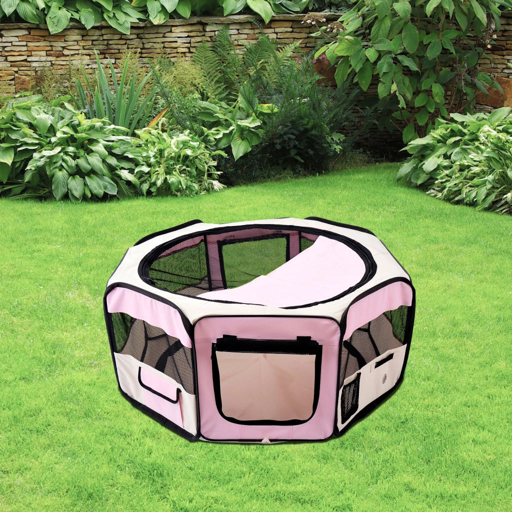 Recinto Pieghevole per Cani e Gatti ¨C Xylo ¨C Tessuto Oxford Impermeabile ?90x41 cm Rosa