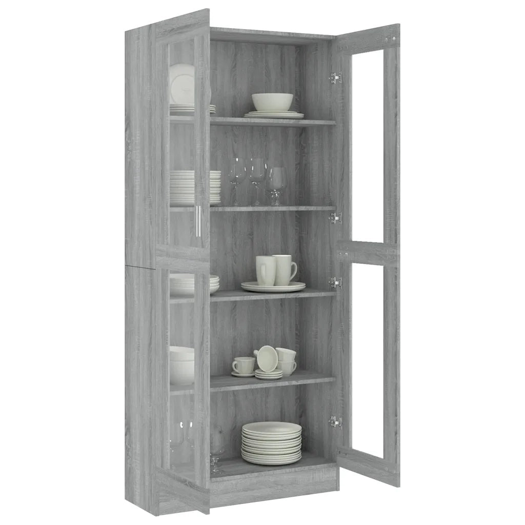 Mobile Vetrina Grigio Sonoma 82,5x30,5x185 Legno Multistrato 815622