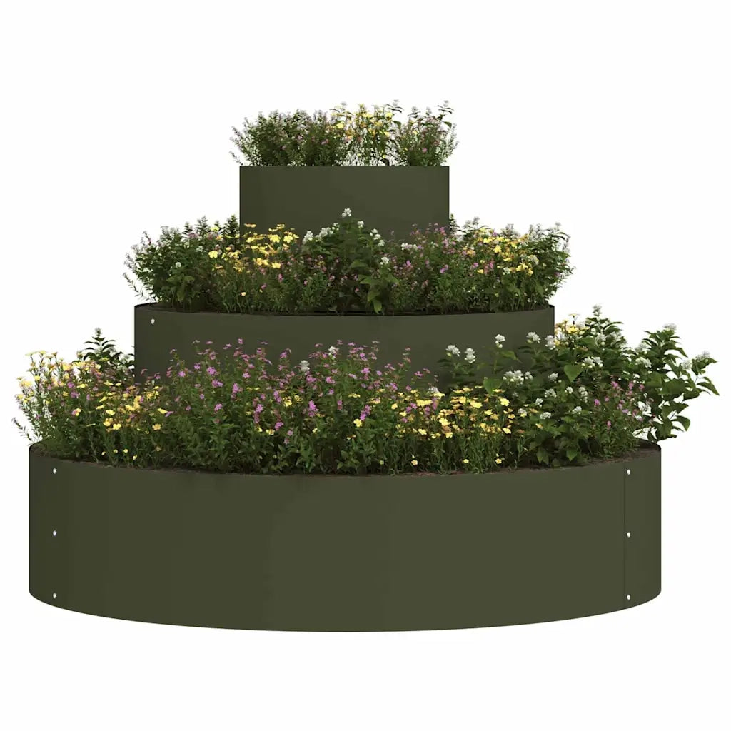 Vaso da giardino-Fioriera Esterno-Contenitore per Piante Verde oliva 90 x 90 x 20 cm