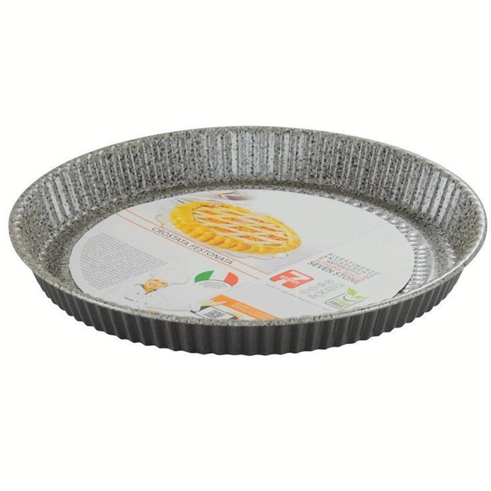 Trade Shop - Stampo Crostata Rotonda Con Bordo Festonata Teglia ø28cm Antiaderente Antigraffio 037111m -