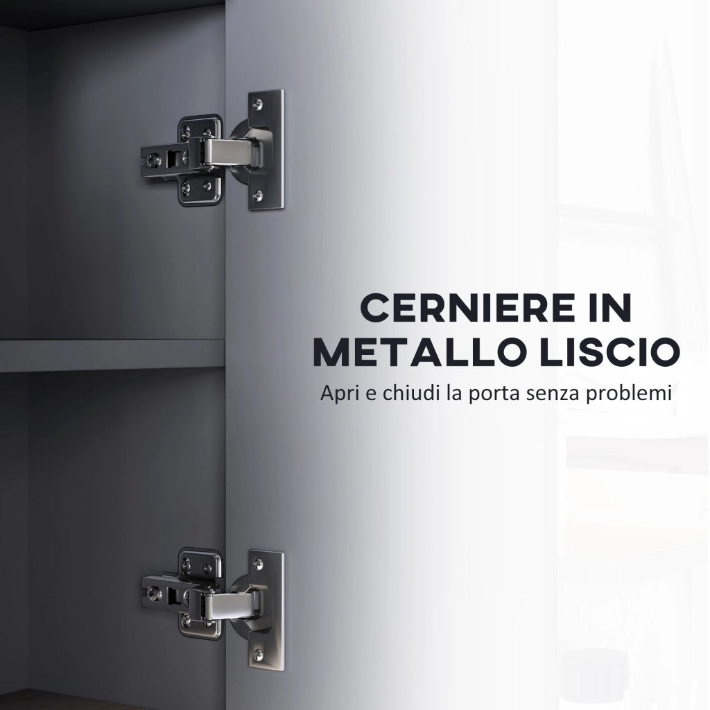 Specchiera Bagno con Armadietto e Ante Ammortizzate ¨C zephmum ¨C Grigio 80x20x60 cm