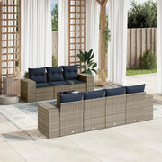 Set Divani da Giardino 8 pz con Cuscini Grigio in Polyrattan 3222330