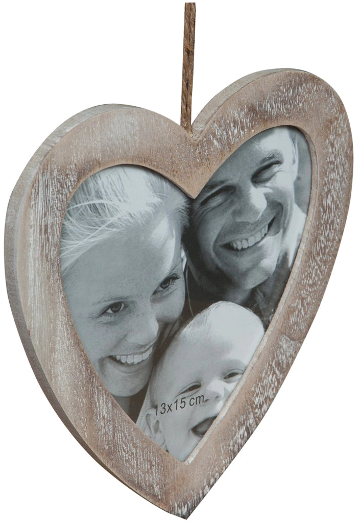 Biscottini Portafoto da appendere a cuore in legno finitura Shabby appoggio L20xPR1xH19,5