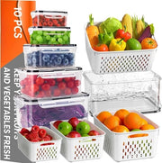 Frigorifero a 10 celle per frutta, contenitore per la raccolta delle uve, frigorifero per verdure, frigorifero per insalate, organizzatore del frigorifero con setaccio (M)