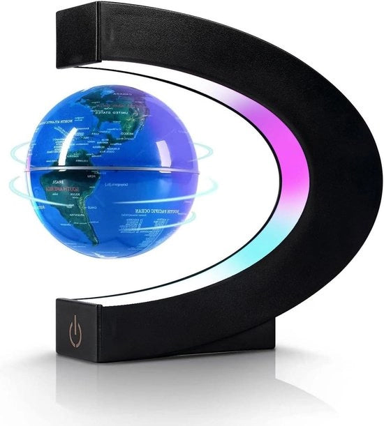 Mondo fluttuante con levitazione magnetica - design a forma di C - illuminazione a LED - decorazione per ufficio domestico educativa - regalo di compleanno e vacanza (85 cm)