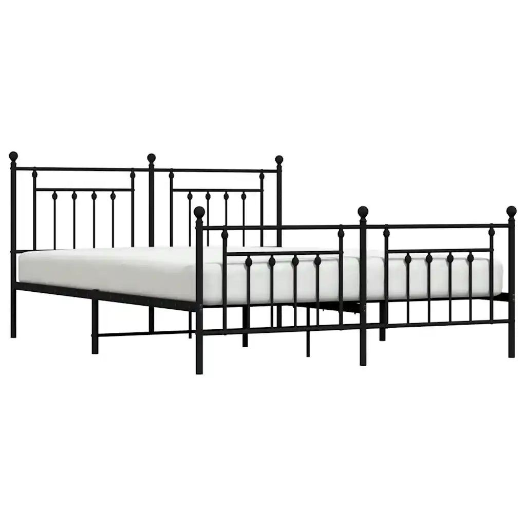 Giroletto con Testiera e Pediera-Struttura Letto Metallo Nero 183x213 cm 614209
