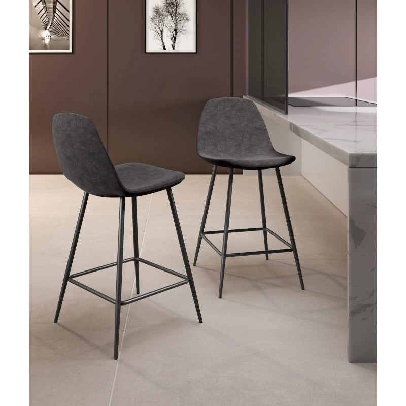 Set di 2 Sgabelli in Similpelle Brigitte 50cm X 43cm H 91cm Stones