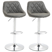 EasyComfort Set 2 Sgabelli da Bar con Altezza Regolabile, Base in Metallo e Seduta Finta Pelle, Sgabelli Alti Moderni Girevoli con Schienale e Poggiapiedi 46x48x83-104cm, Grigio Scuro