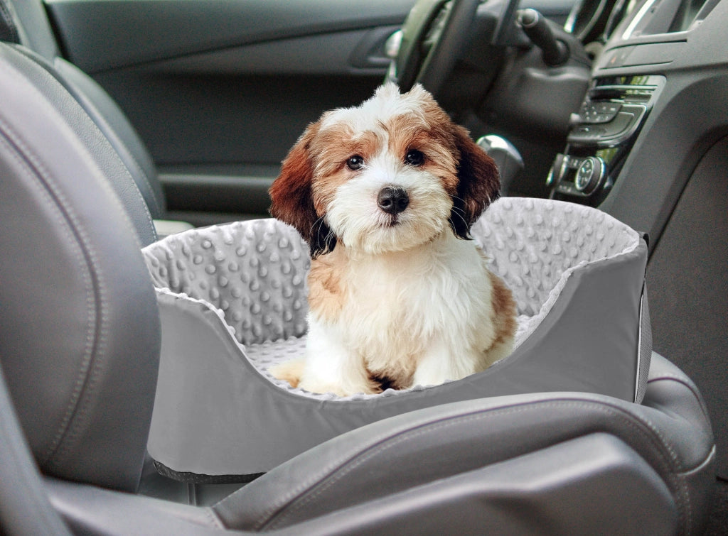 AIO FACTORY Trasportino per auto 50x40 cm Minky Grey Seggiolino per cani impermeabile