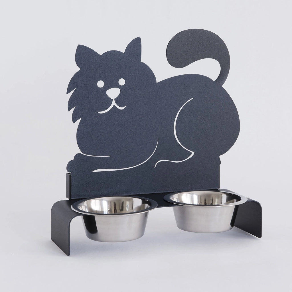 Porta ciotole per gatti Nero