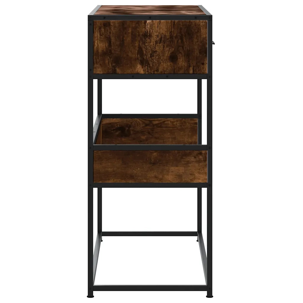 Tavolino Consolle-Tavolino da soggiorno-Tavolo Rovere Fumo 90x35x80 cm in Legno Multistrato 914636