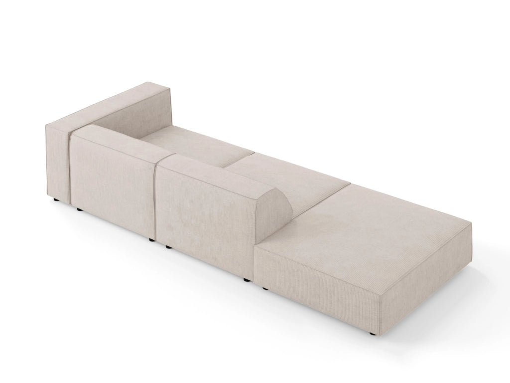 Cosmopolitan Design - Divano sinistro "Arendal" 4 posti in ciniglia con effetto a coste beige scuro 