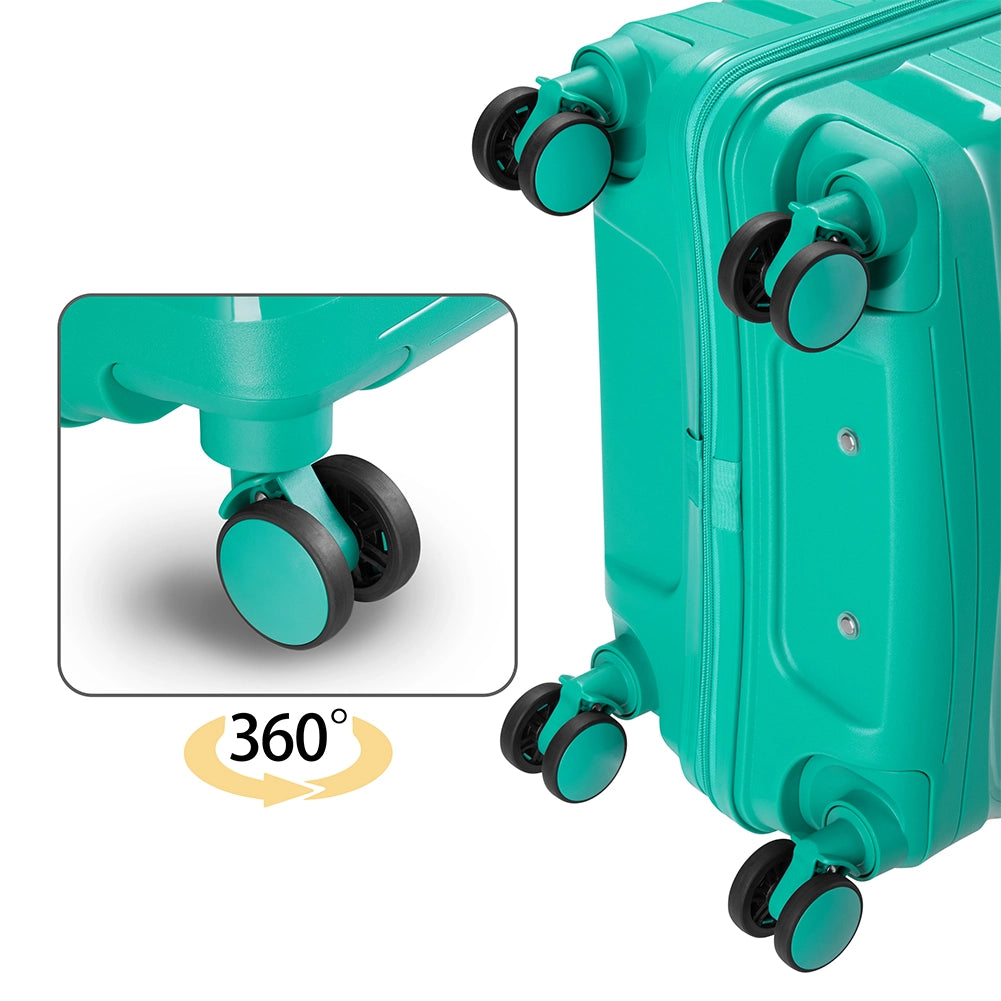 Set 4 Valigie Rivestimento Rigido in Polipropilene Verde Maniglia Telescopica