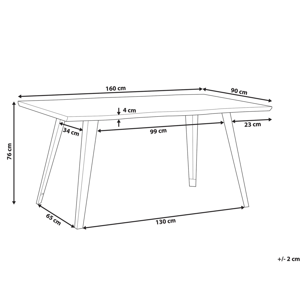 Tavolo da pranzo in legno scuro 160 x 90 cm con gambe in metallo Nero da cucina