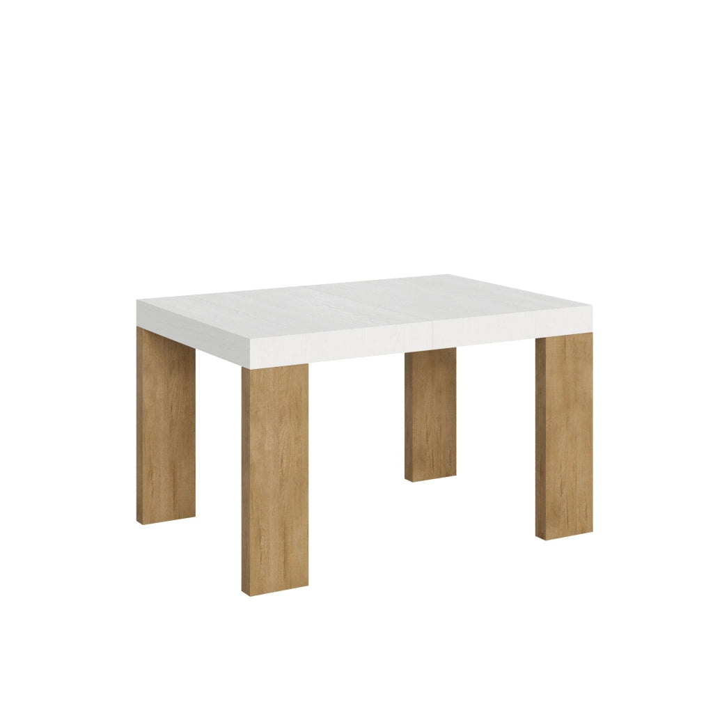 Tavolo Allungabile 130/390x90x77 cm Roxell Mix piano Bianco Frassino gambe Quercia Natura