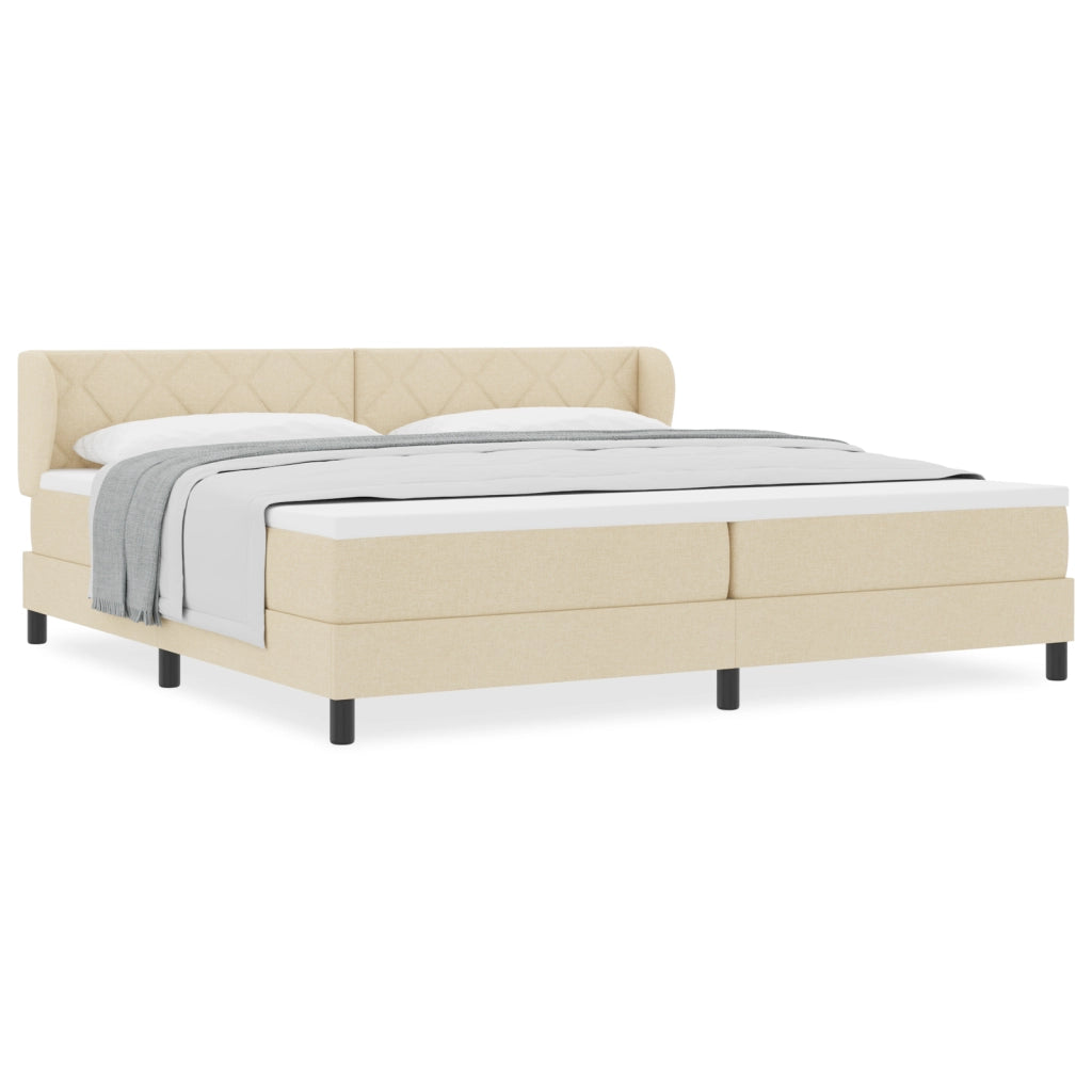 Letto a box con materasso crema 200x200 cm in tessuto