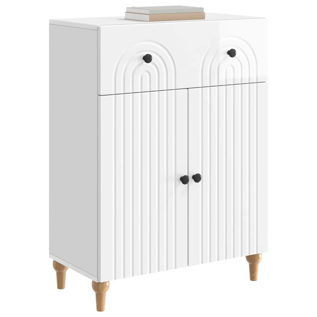 Credenza Bianco Lucido 66 x 34,5 x 90 cm Legno ingegnerizzato