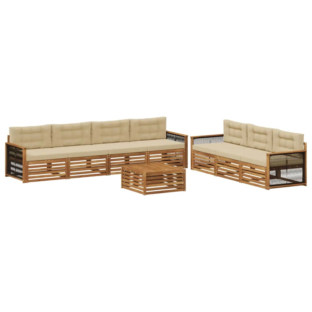 Set di divani da esterno 8 pz Naturale e Beige 3383116