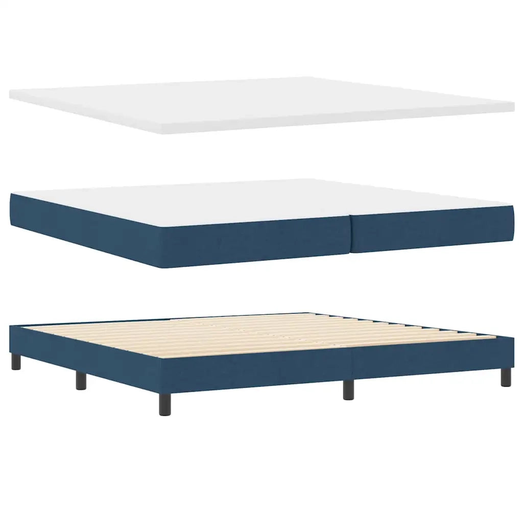 Letto a molle con materasso con led Blu 200 x 200 cm Tessuto