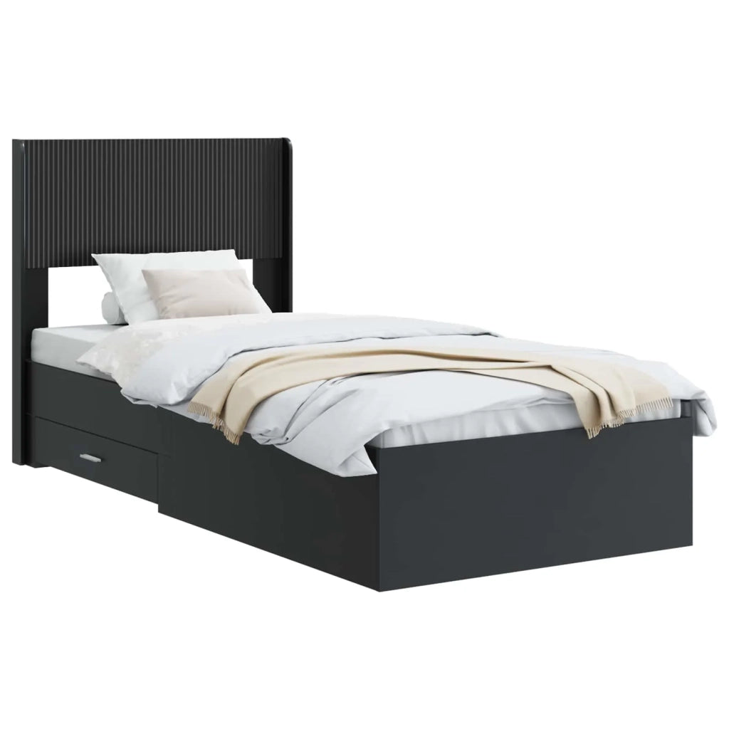 Struttura del letto con stoccaggio e testata Nero 75 x 190 cm 3414524