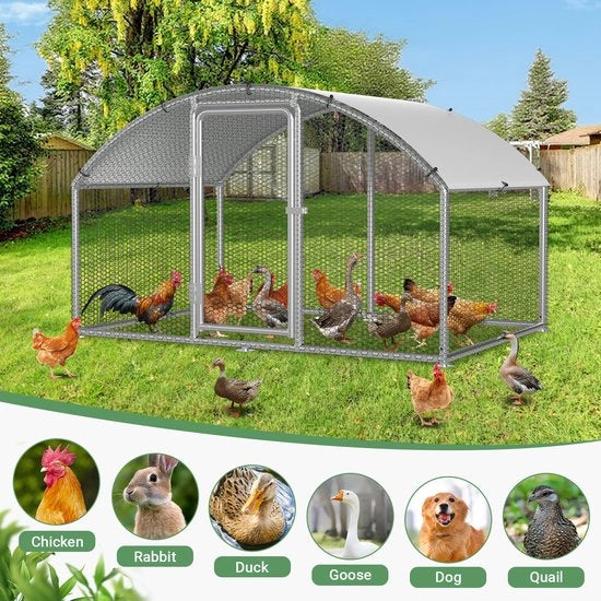 Recinzione per Polli con Design a Cappio e Tetto a Vista, 3 x 2 x 2m