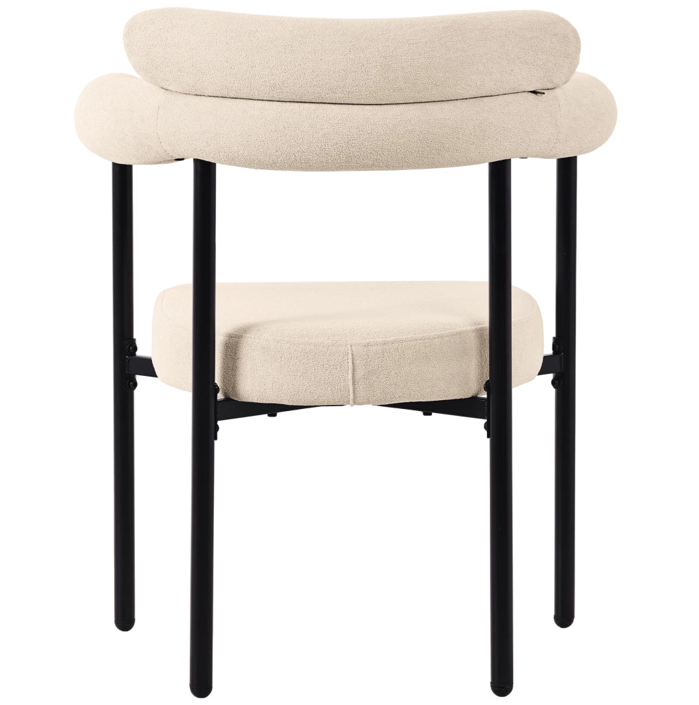 Sedia da pranzo beige imbottita in tessuto scamosciato