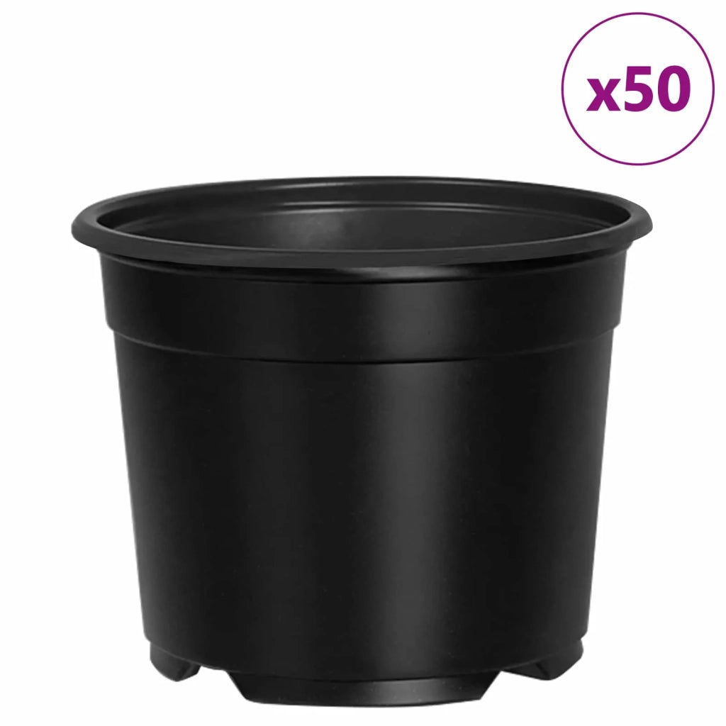 Fioriere | Cassetta per fiori | Vaso Rotondo per Fiori 50 pz Nero ? 10 x 8 cm Plastica