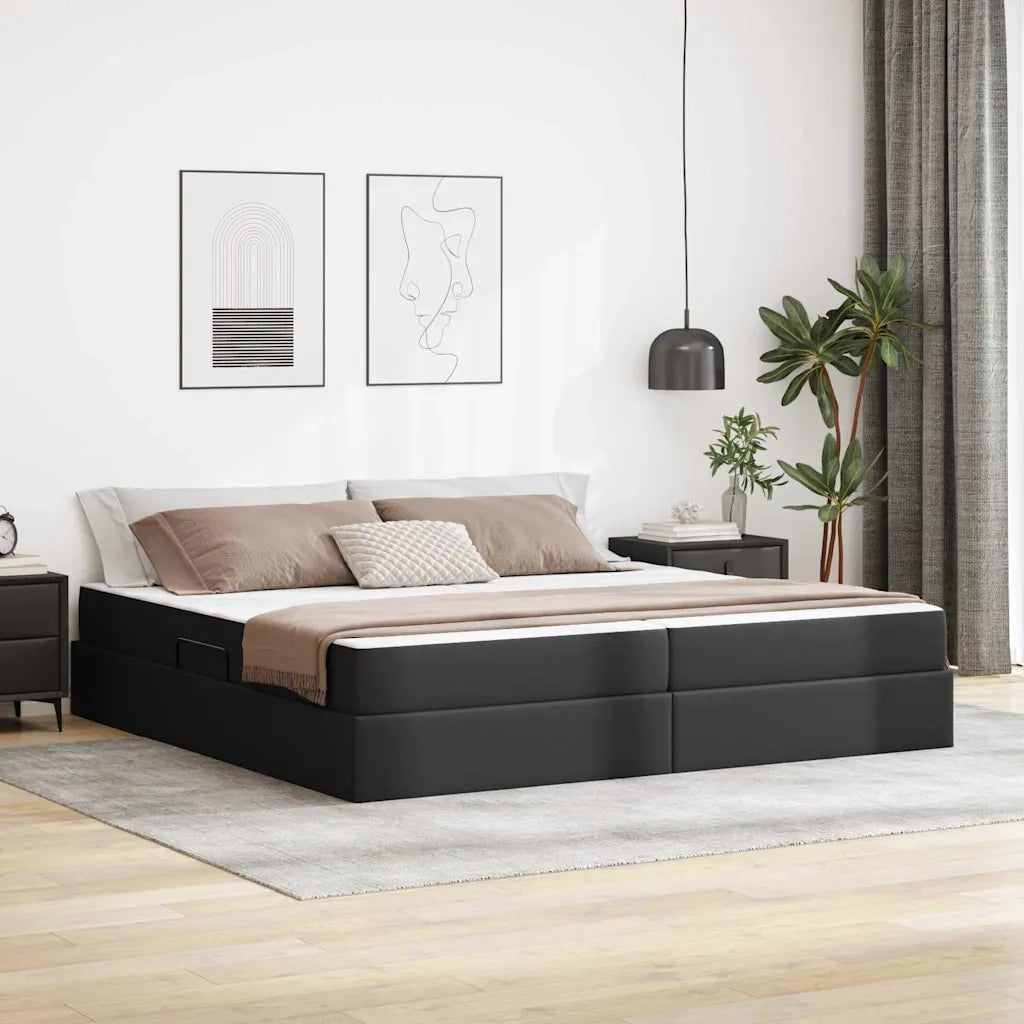 Letto con contenitore e materasso 2 pcs Nero Pelle 3399624