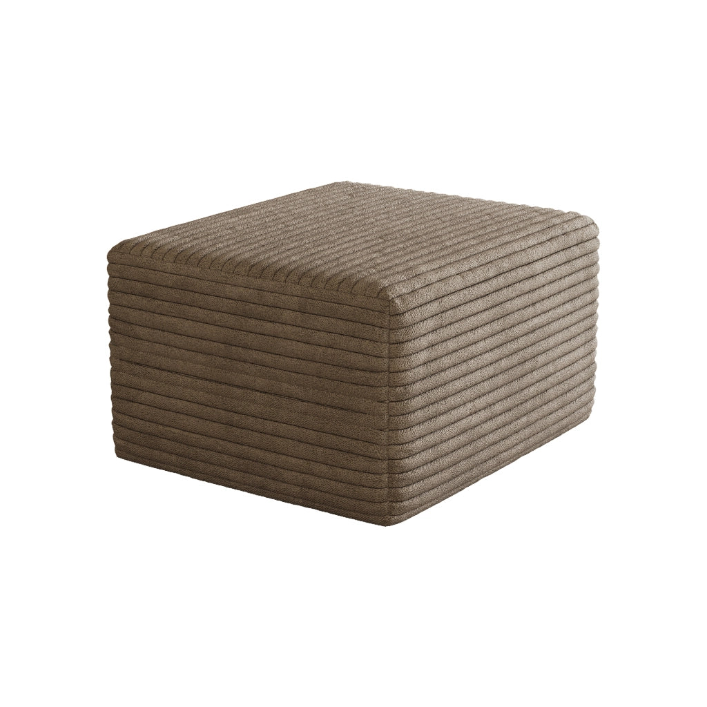 Poltrona Pouf con Schiuma ad Alta Resilienza, in Tessuto, Camel
