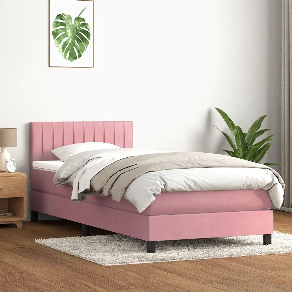Giroletto a Molle con Materasso Rosa 80x220 cm Velluto 3316430