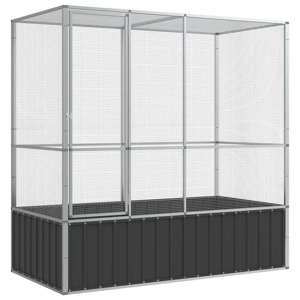 Voliera in gabbia argentata 210,5 x 107 x 212 cm acciaio Argento 02_0045638