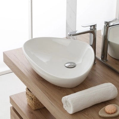 Ciotola da appoggio in ceramica 59x39 cm triangolare bianco lucido