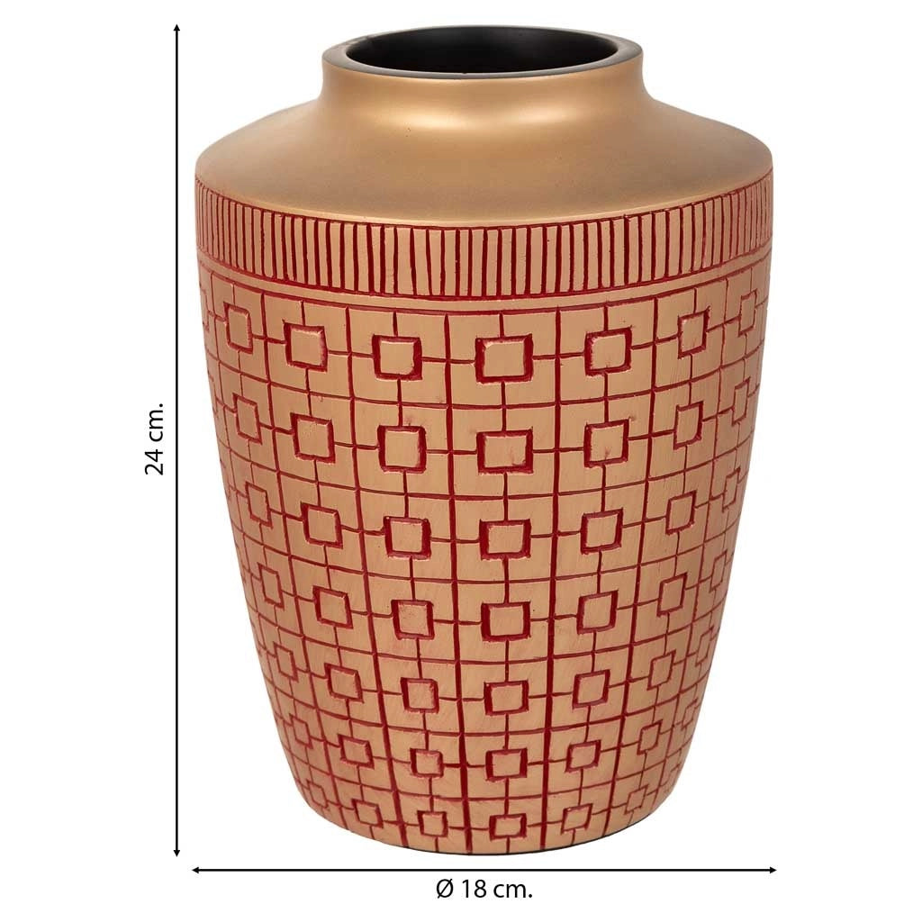 Vaso in poliresina rosso 18x18x24h cm