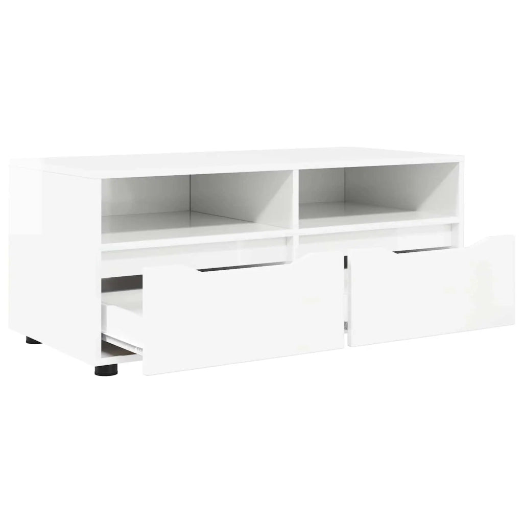 Mobile TV Bianco Lucido 100 x 48 x 43 cm Legno multistrato 888931