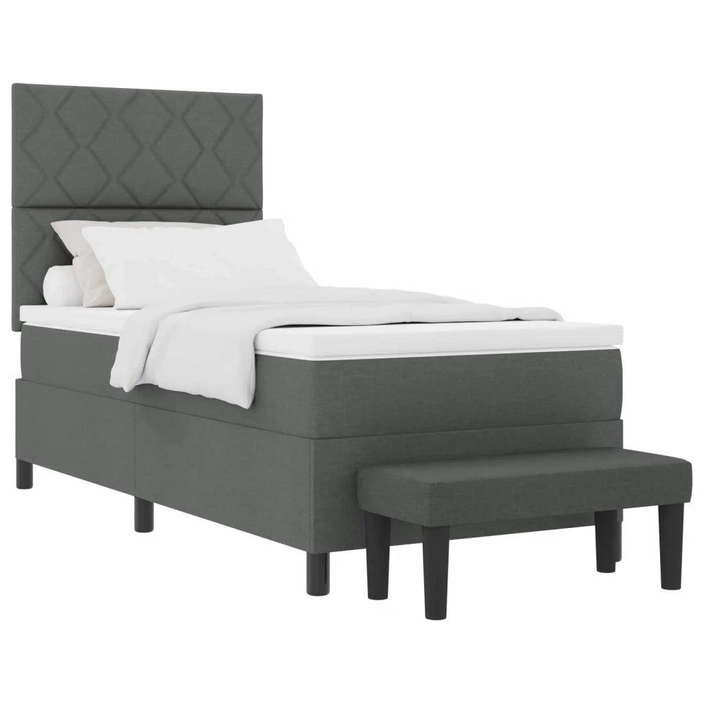Letto a molle con materasso Grigio scuro 100 x 200 cm Tessuto 3344122