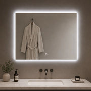 Specchio led rettangolare naxos elegante e funzionale per aree benessere *** misure 120x80 cm, confezione 1