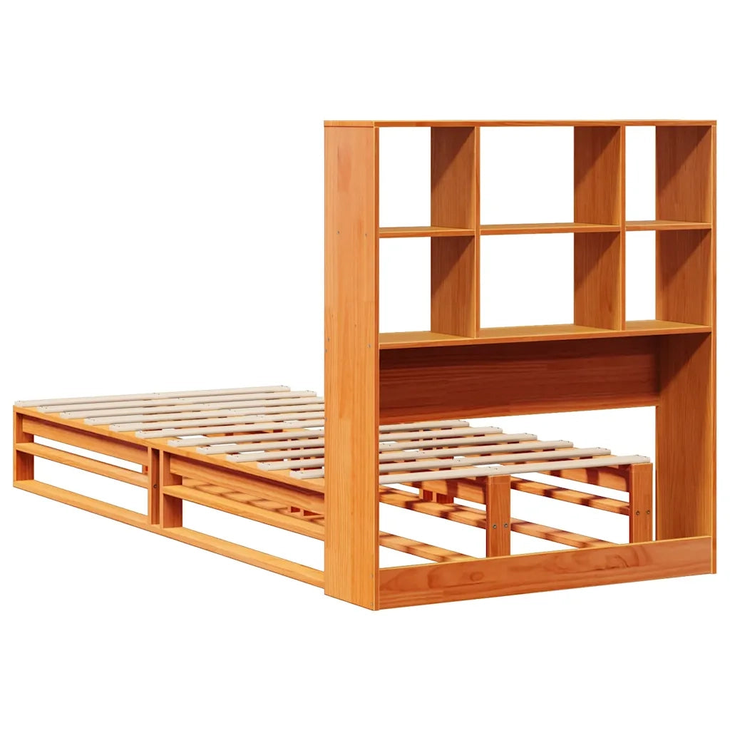 Letto Libreria senza Materasso-Struttura Letto con contenitore Marrone Cera 100x200 cm Legno 211519
