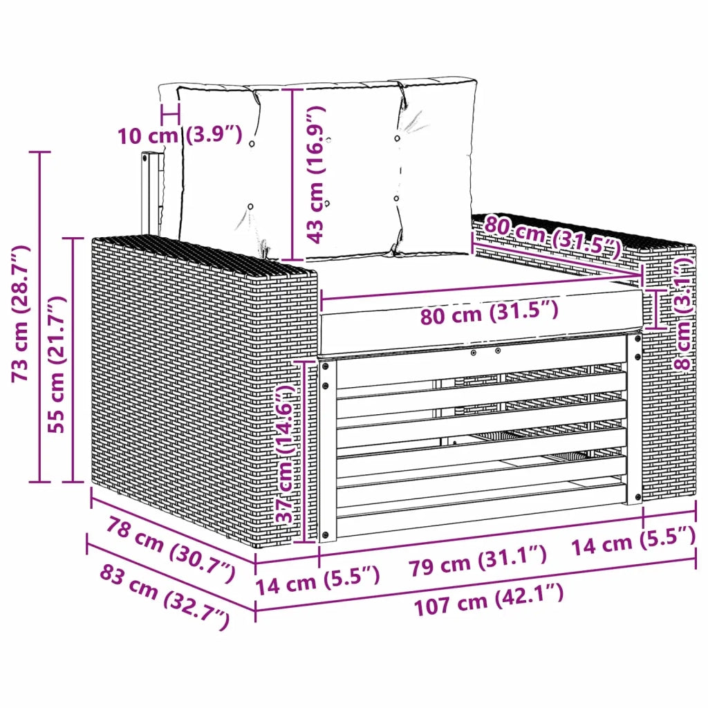 Divano centrale per esterno-Divano componibile Legno di Acacia Massello Naturale 394794