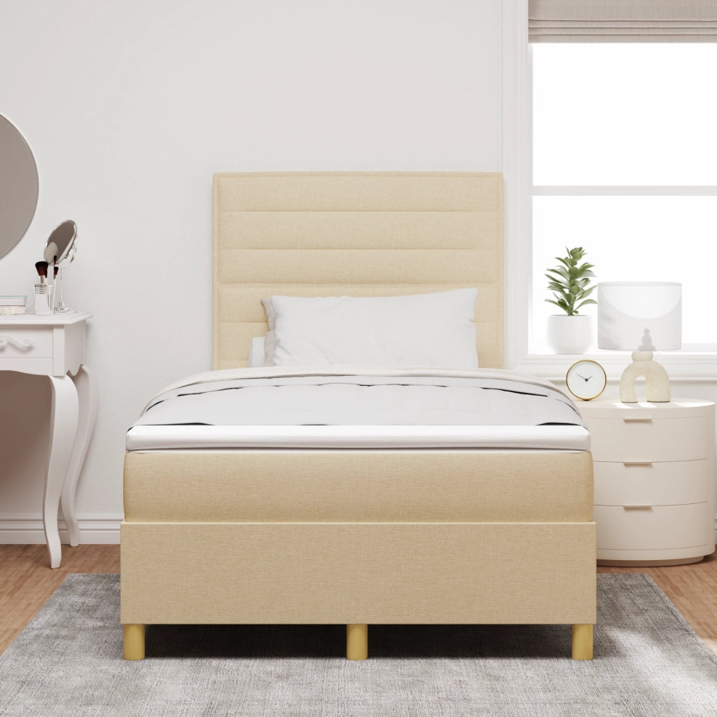 Letto con Rete e Materasso Panna 120x200 cm Tessuto