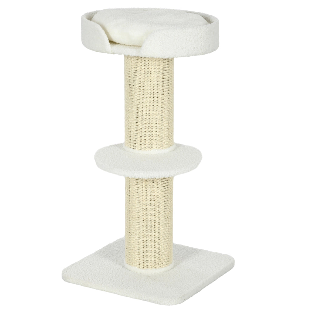 Albero per gatti 3 livelli con piattaforma e palo sisal ¨C zephmum ¨C crema 45x45x91 cm