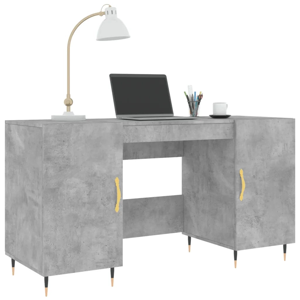 Scrivania | Tavolo da Ufficio Grigio Cemento 140x50x75 cm in Legno Multistrato